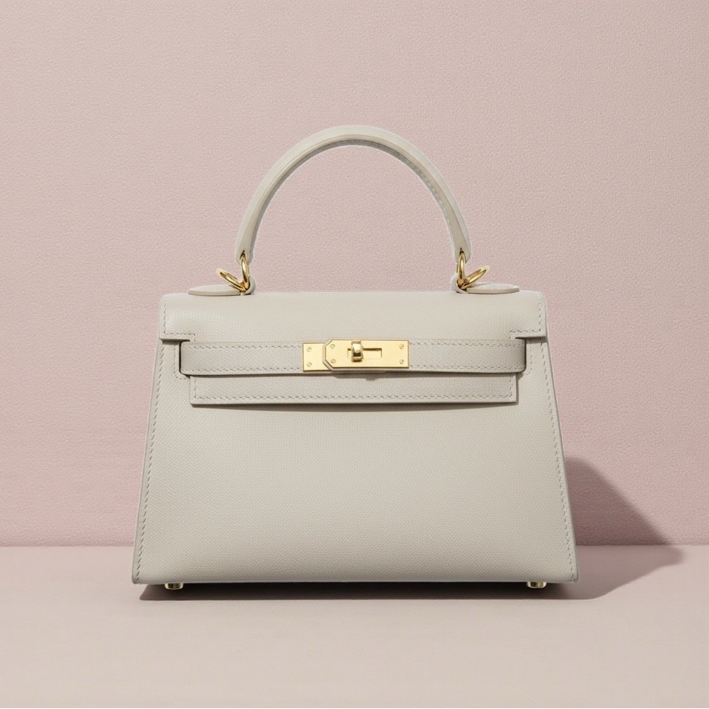 Elegant Cream Handbag / with Long strap